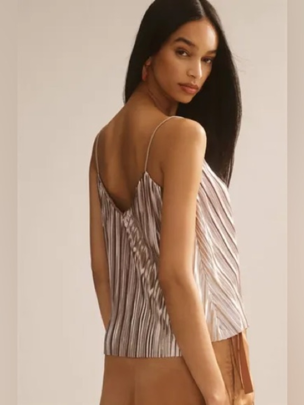 Velvet Pleated Camisole Tank Top